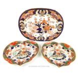 Three Derby Dishes. Early 19th century.