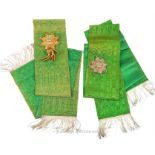 Pair of green sashes - gold and silver Chivalry award