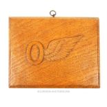 A carved oak Royal Observer Corps commemorative wall plaque