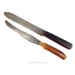 British Hickory handles WWII butchers knife and skinning knife .