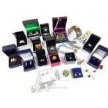 Collection of boxed silver and costume rings etc