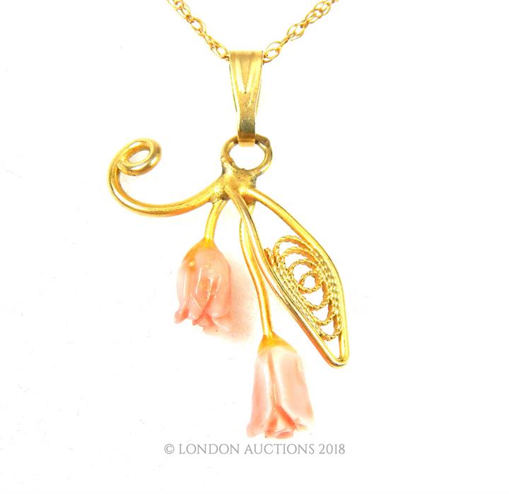 9 ct gold Citrine and Topaz drop pendant necklace. - Image 2 of 3