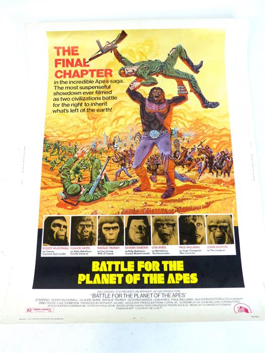 A vintage Hollywood film poster 'Battle for the Planet of the Apes'