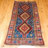 An antique, hand-woven, woollen, Russian Kazak rug, (Circa 1890)