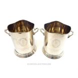 A Pair of Vintage Style Silver Plated Wine Coolers.