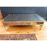 A Large Vintage Glass Coffee Table.