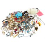 A collection of costume and white metal jewellery