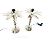 Pair of Vintage Style Chromium Plated Palm Tree Lamps.