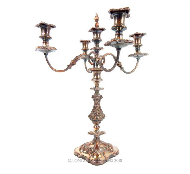 A Silver Plated Five Light Candelabrum. - Image 2 of 2