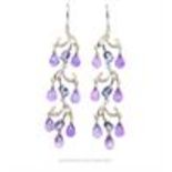 A boxed pair of 18 ct white gold, diamond, amethyst and iolite earrings
