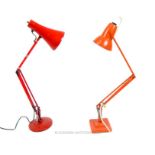 A mid 20th century Herbert Terry angle poise lamp and another