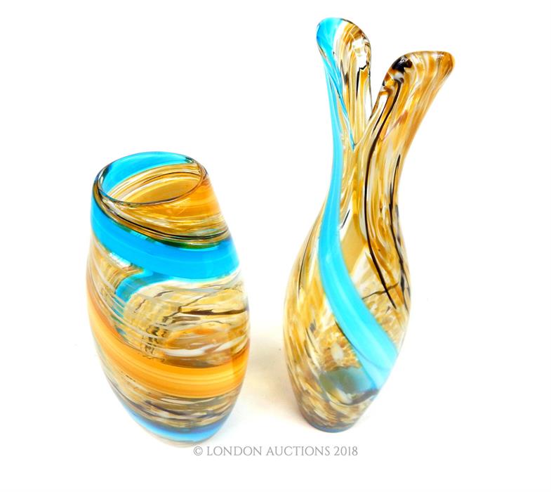 A pair of Modernist hand blown glass vases - Image 2 of 2