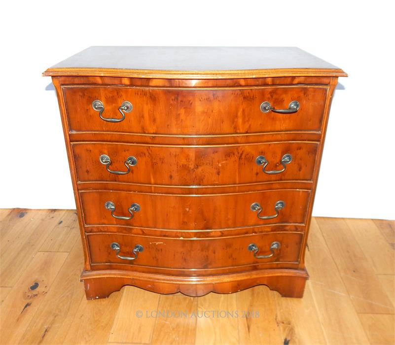 A small serpentine yew wood chest