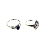 A 9 ct white gold, black Tahitian pearl and diamond ring with other
