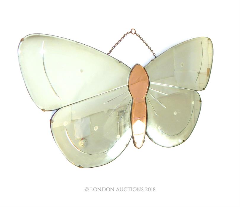 A vintage, bevelled glass mirror in the form of a butterfly - Image 2 of 2