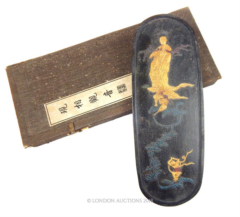 A boxed, mid 20th century, Chinese, Ink stone seal