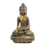 A Chinese-Tibetan, bronzed, seated Buddha