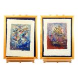 A pair of contemporary artist's proof mixed media prints