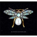 A Fine Opal and Pearl Butterfly Brooch.