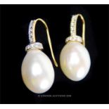 A Pair of Cultured Freshwater Pearl Drop Earrings.