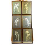 A Set of Six Lithographs of Cricketers. Circa 1905. Framed and glazed. Each 35 cm x 23 cm. (6)