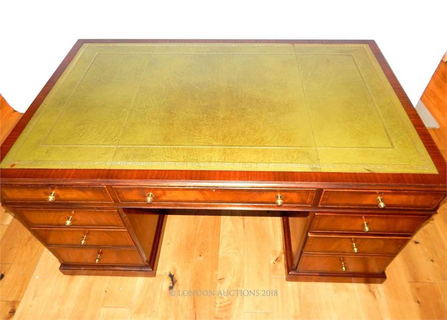 A mahogany and cross banded pedestal desk - Image 2 of 3