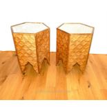 A pair of contemporary hexagonal gilt occasional low tables