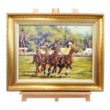 Geraldine Thompson, oil on canvas study of polo players