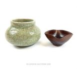 A Chinese crackle glazed jar and a Chinese Jian Yao glazed bowl