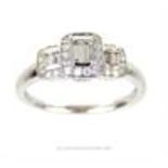 An 18 ct white gold and 3 cluster diamond ring (0.60 carats)