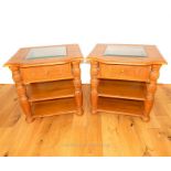 A pair of Eastern hardwood carved bedside tables