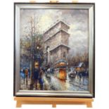 J Gaston, oil on canvas Parisian scene