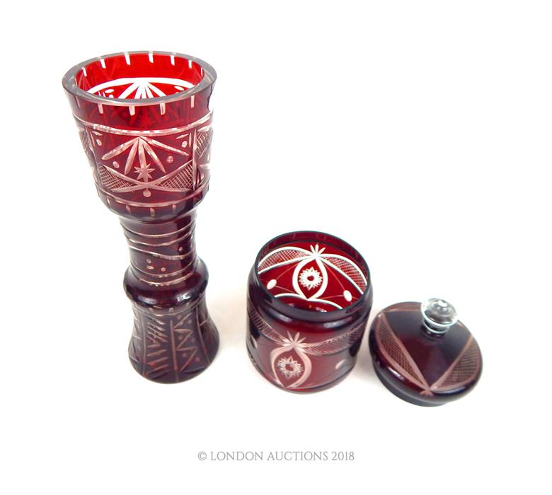 Two Bohemian ruby flash glass items - Image 2 of 2