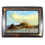 A Victorian reverse painting on glass, with mother of pearl detail
