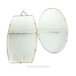 Two 1940's bevelled glass wall mirrors