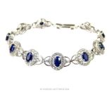 A Silver Sapphire and Cubic Zirconia Bracelet