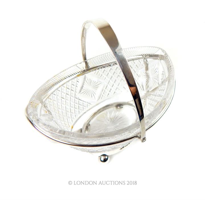 A Victorian Sterling Silver and Cut Glass Sweetmeat Basket. - Image 3 of 5