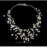 Starness illusion natural South Sea grey and white Pearl necklace.