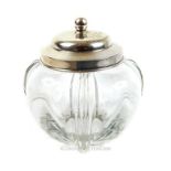 An Edwardian Sterling Silver and Cut Glass Large Preserve Jar.