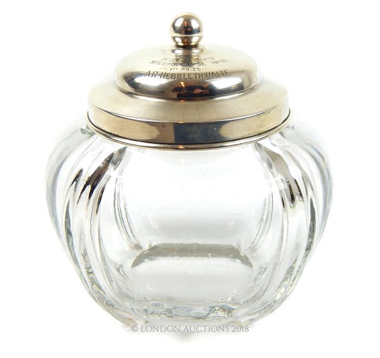 An Edwardian Sterling Silver and Cut Glass Large Preserve Jar. - Image 2 of 5