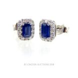 A Pair of Sapphire and diamond earrings