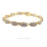 A yellow gold and diamond set twelve panelled bracelet