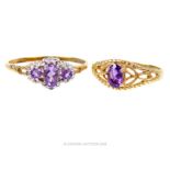 Amethyst and Solitaire rings