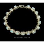 A sterling silver, cubic zirconia and opalite paneled bracelet