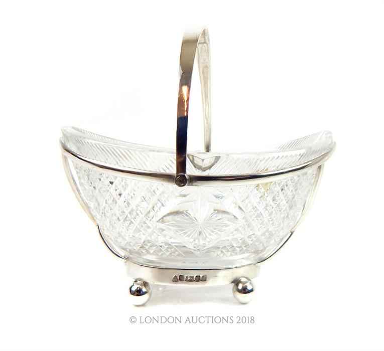 A Victorian Sterling Silver and Cut Glass Sweetmeat Basket. - Image 2 of 5