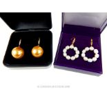 AAA 3-4 mm Natural South Sea White Pearl Earrings in 14 Carat Yellow Gold.