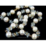 A Pearl and aquamarine necklace