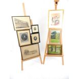 Eight various pictures including oils, watercolours and engravings.