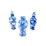 Three Chinese blue and white porcelain vases