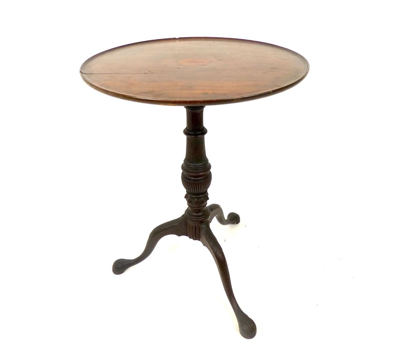 A George III mahogany birdcage tilt top table